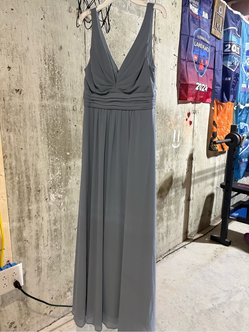 Lulu's Slate Gray V-Neck Maxi Dress